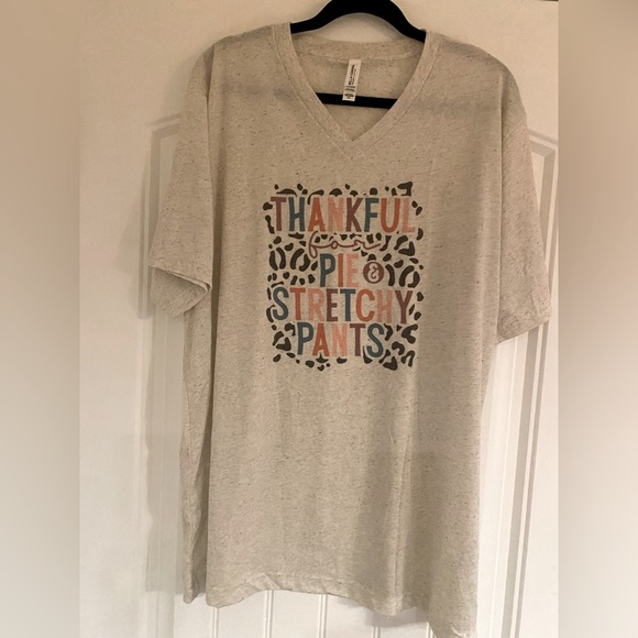 Thanksgiving NWOT BELLA CANVAS Triblend TEE SHIRT 2X PLUS THANKFUL For Pie!!! - Picture 6 of 8